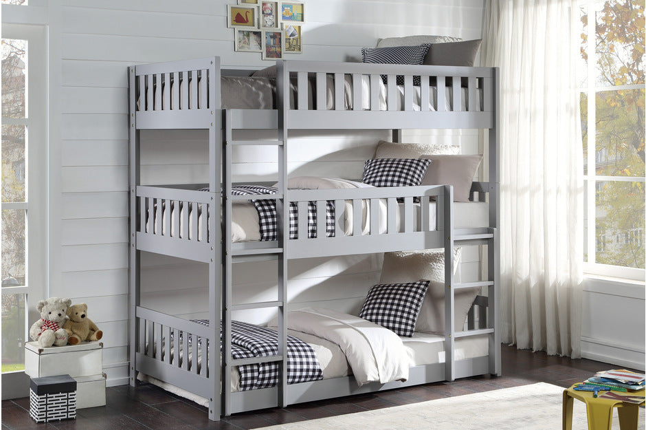 Orion Gray Triple Twin Bunk Bed