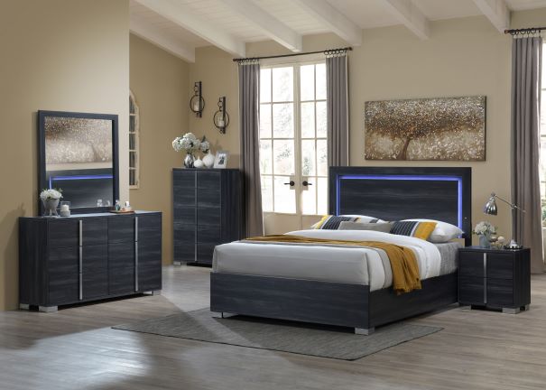 Colección de dormitorio Cosmo de 4 piezas - Cabecero LED