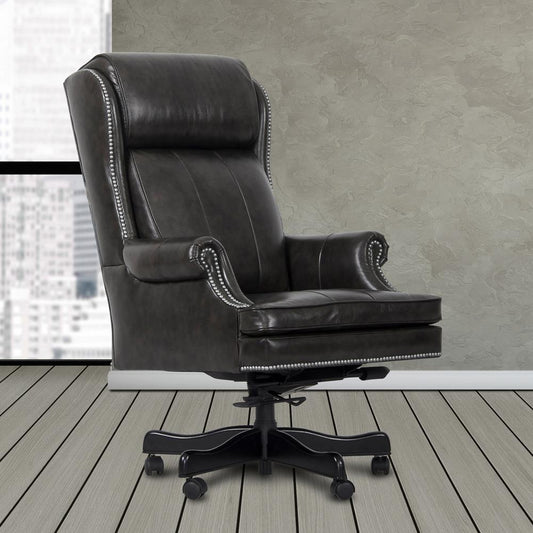 Pacific Grey Top Grain Leather Desk Chair