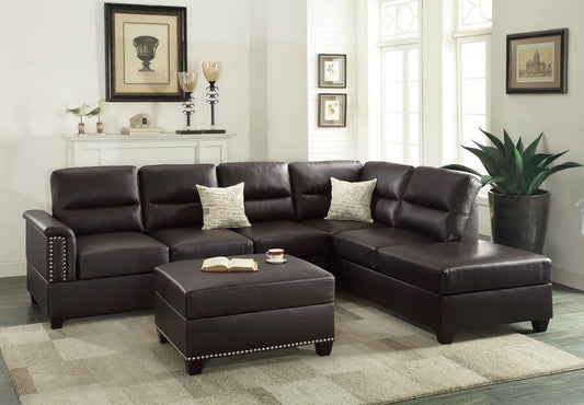 F7609 Andrew Sectional Espresso by Poundex - Nailhead Trim