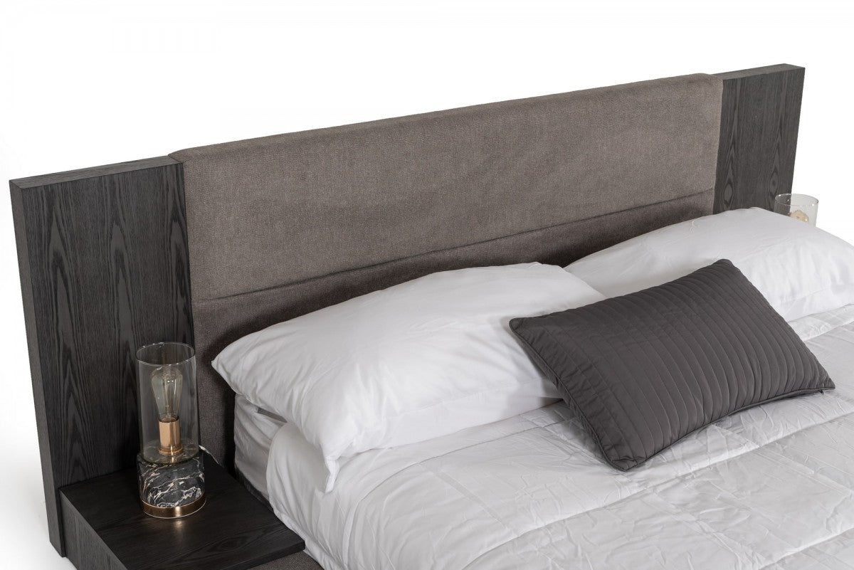 VIG Nova Domus Jagger Modern Grey Bed - Built In Nightstands