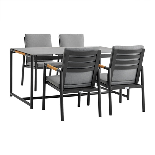 Armen Living Crown 5 Pc Set - Black Aluminum