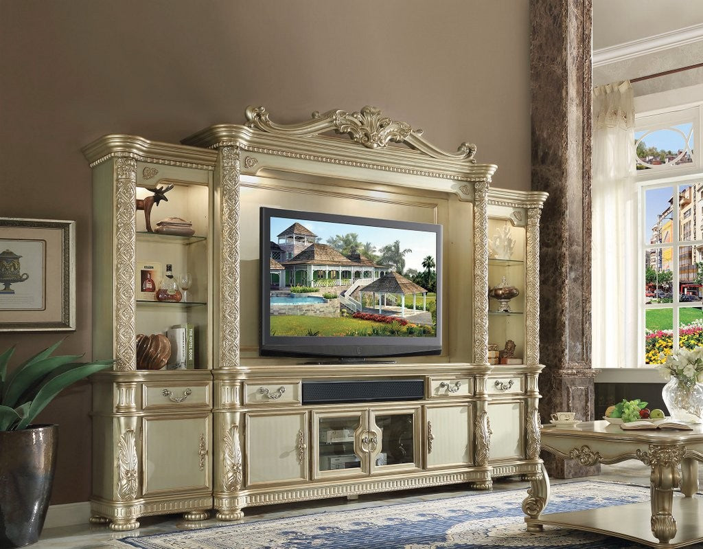 Acme 91310 Vendome II Entertainment Center - Gold Patina Finish