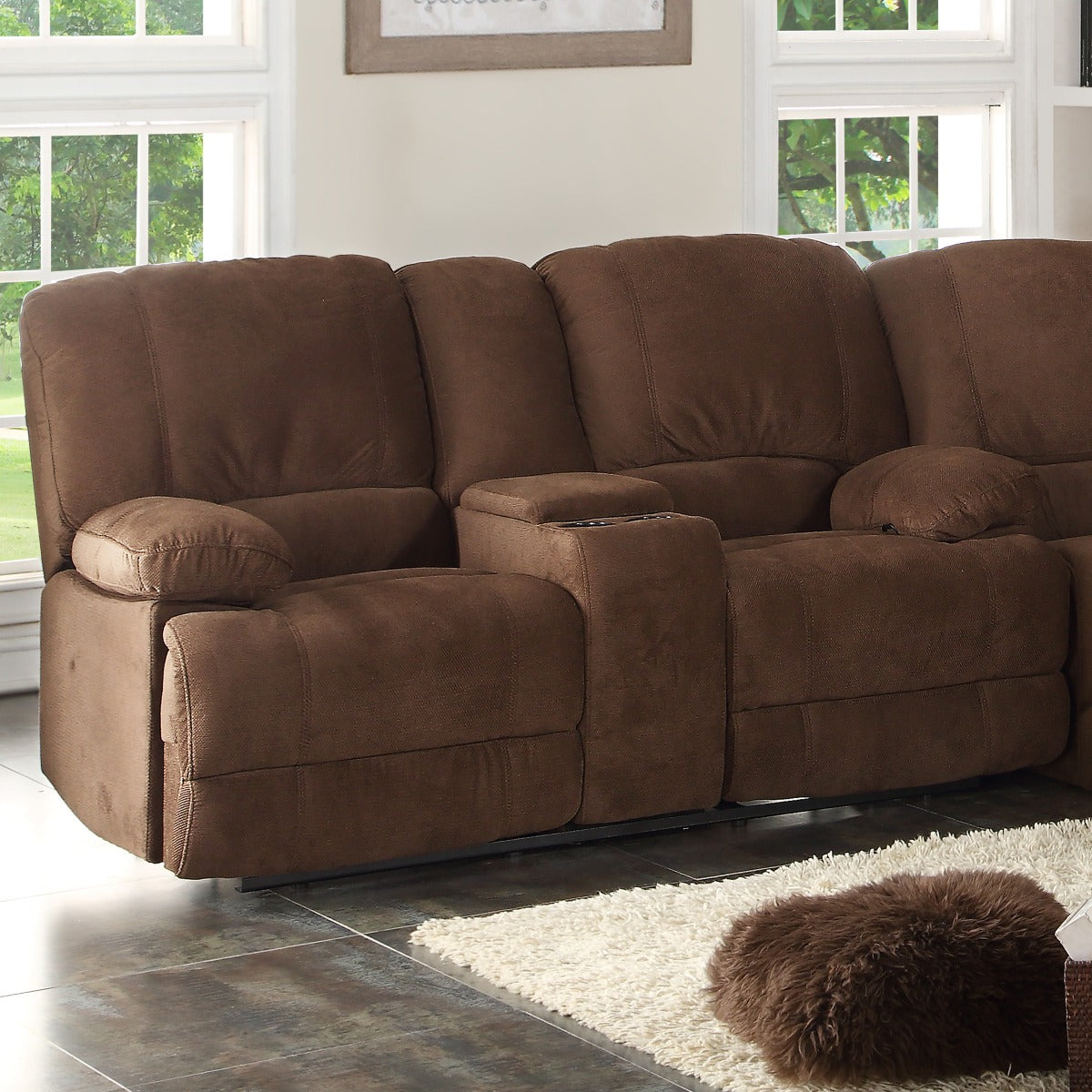 AC Pacific Kevin Motion Sectional - Brown Polyester