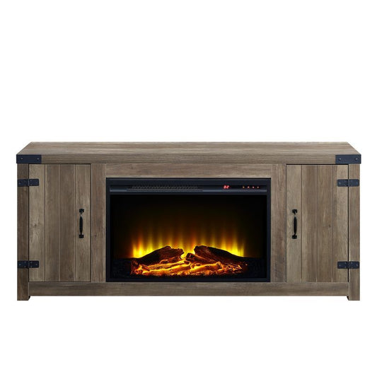 Tobias Fireplace TV Stand - Rustic Oak Finish