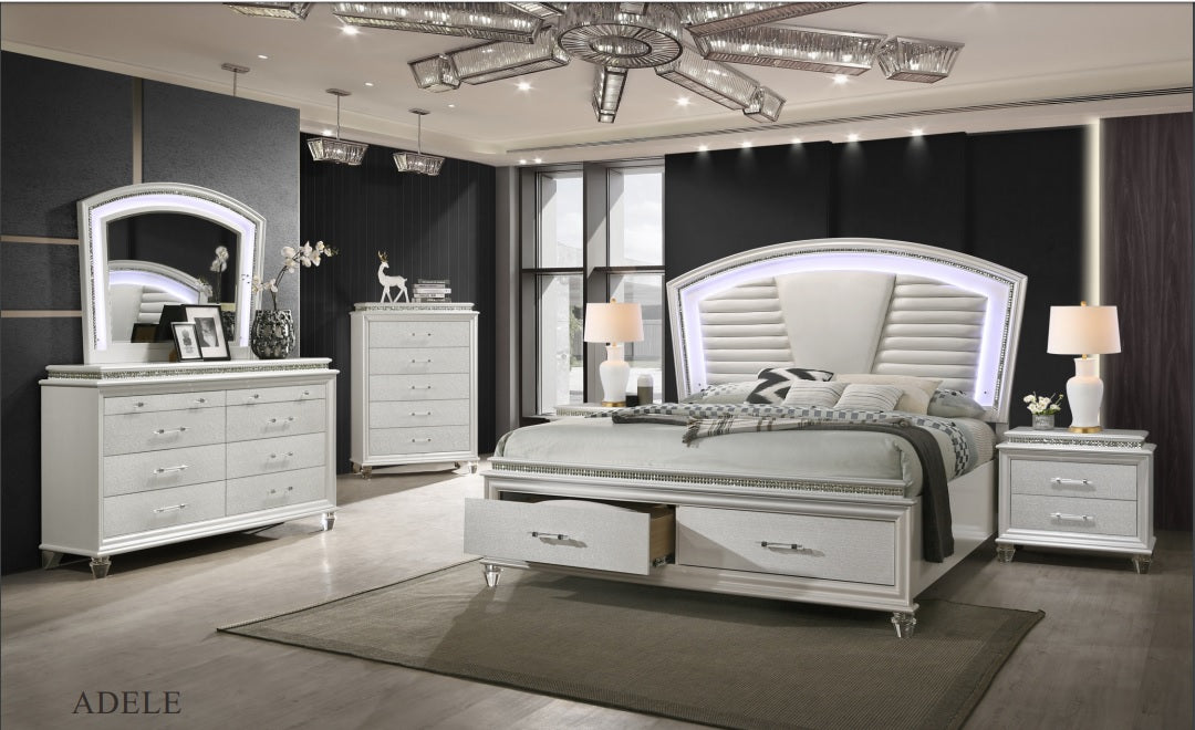Maddie Pearl White 4 Pc Bedroom Set