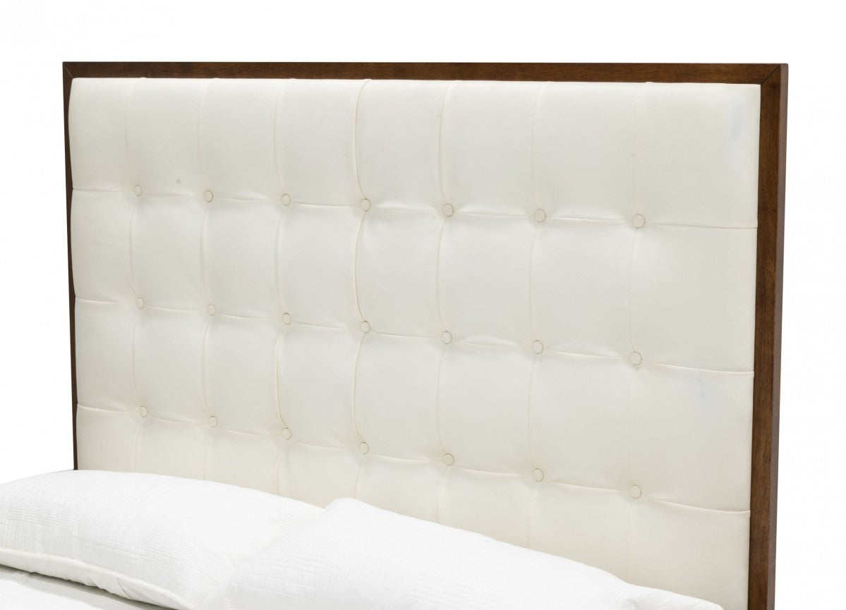 Modrest Amberlie - White Vegan Leather & Walnut Bed