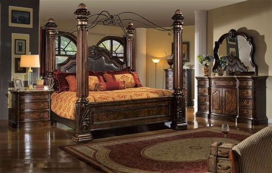 McFerran B6005 Canopy Bedroom Set - Marble Top Case Goods