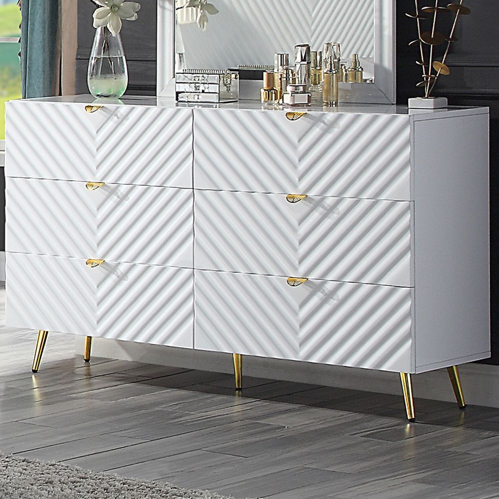 Acme Gaines White High Gloss Dresser | Ornate Home Acme Gaines White High Gloss Dresser | Ornate Home