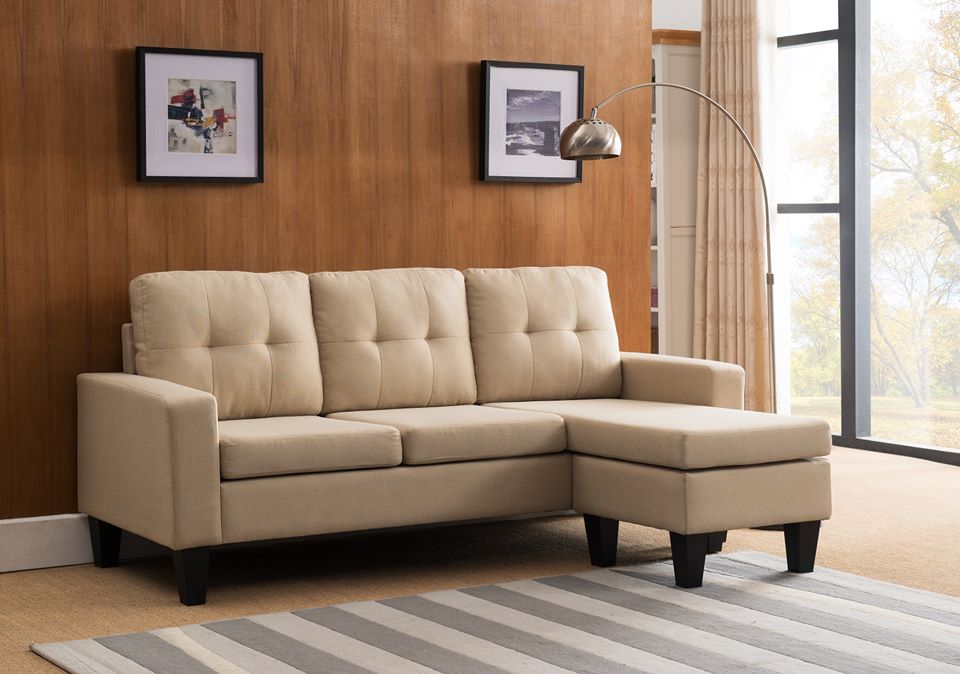 Seccional con respaldo capitoné y sillón reversible - 4 opciones de color
