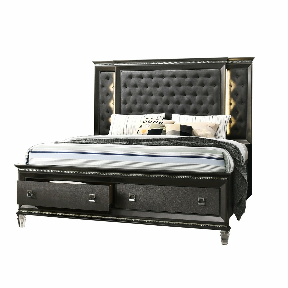 Colección de dormitorio Margaret de 4 piezas - Gris metalizado