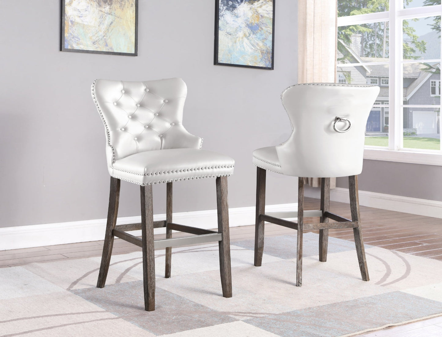Pub Height Velvet Bar Stools - Set of 2 - 4 Colors