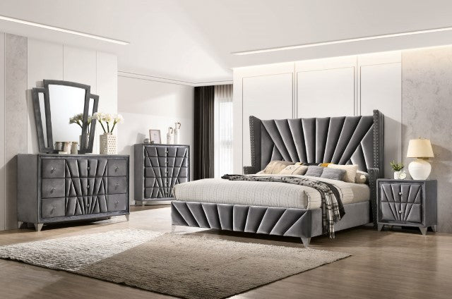 Carissa 4 Pc CM7164 Velvet Bed - 2 Colors