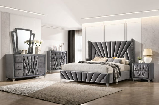 Carissa 4 Pc CM7164 Velvet Bed - 2 Colors