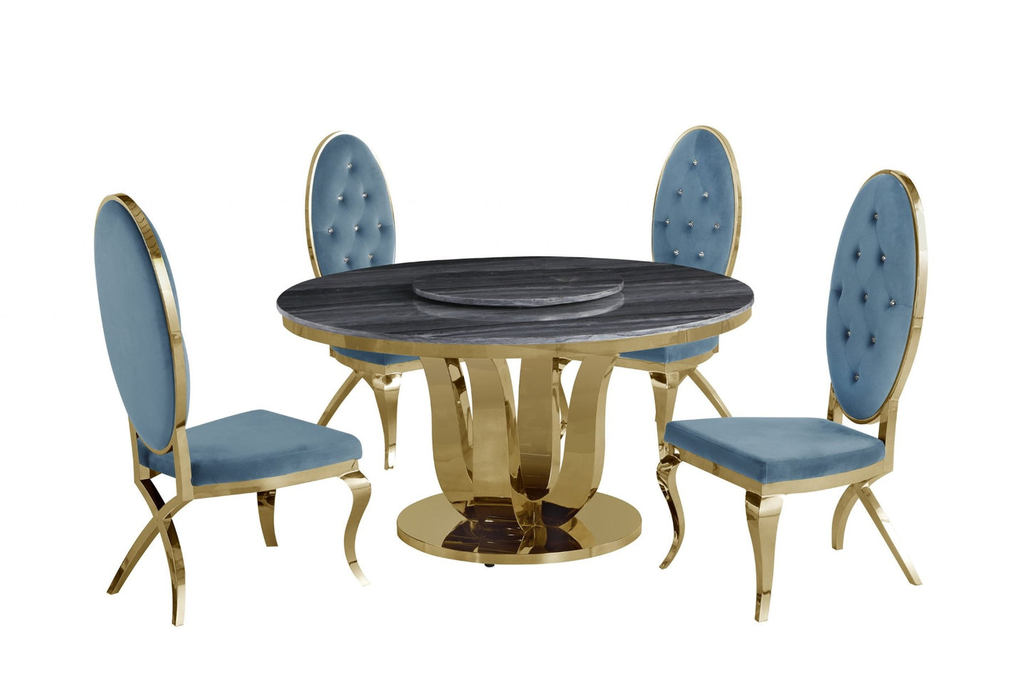 Ambrose Dining Collection with Lazy Susan - 4 Chair Colors