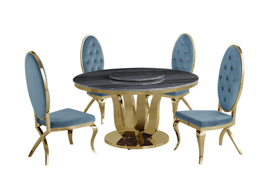 Ambrose Dining Collection with Lazy Susan - 4 Chair Colors