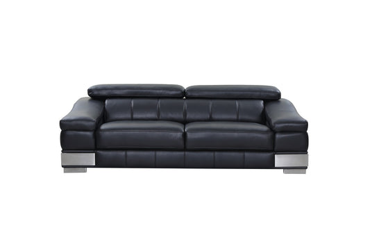 Global United 415 Italian Leather Sofa Collection - Black or Gray