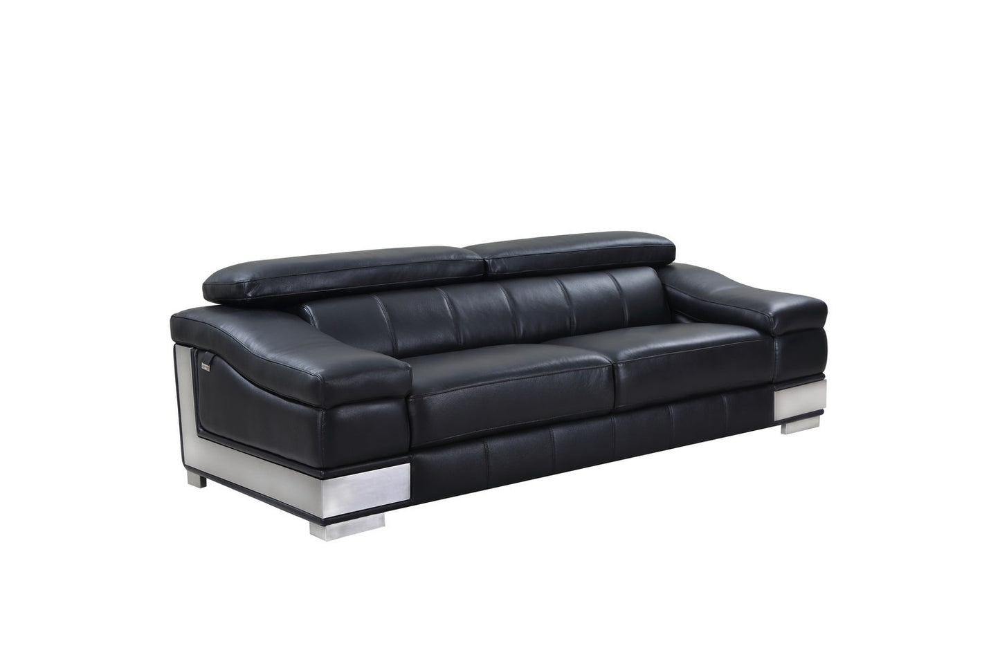 Global United 415 Italian Leather Sofa Collection - Black or Gray
