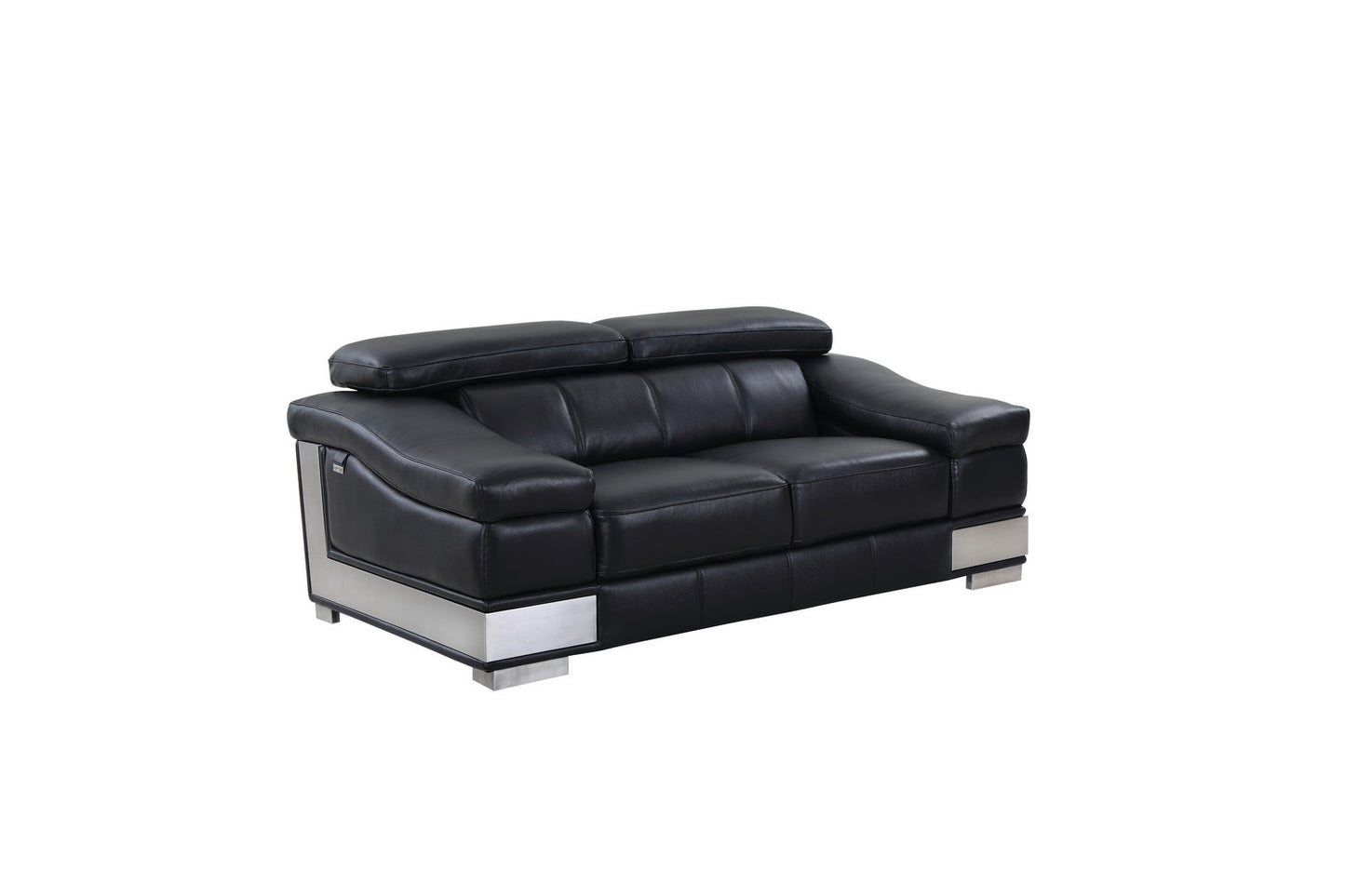 Global United 415 Italian Leather Sofa Collection - Black or Gray