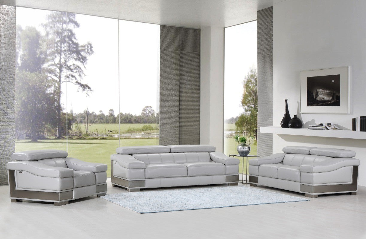Global United 415 Shadow 3 Pc Sofa Set - Light Gray