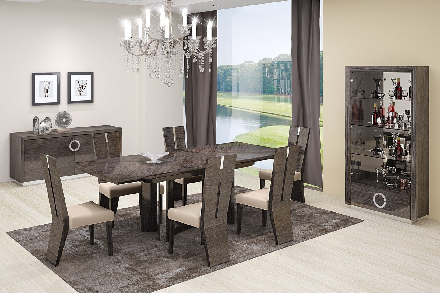 Global United D59 Belize 7 Pc Dining Collection - Gray Finish