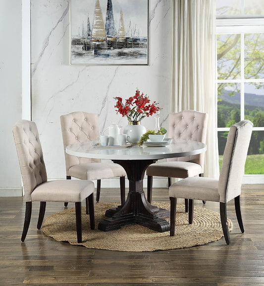 Gerardo DN00090 Marble Top Dining Set - Round Table