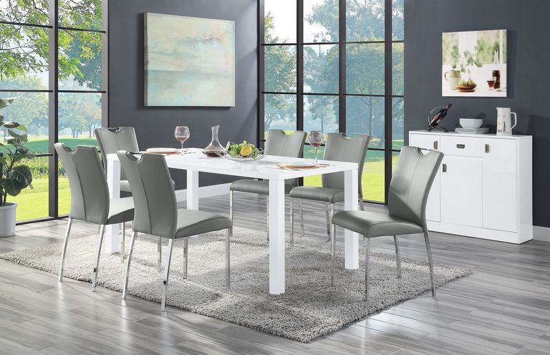 Pagan 7 Pc White High Gloss Dining Collection