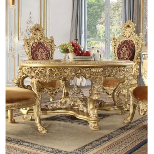 Bernadette Round Table Dining Set - Gold Finish