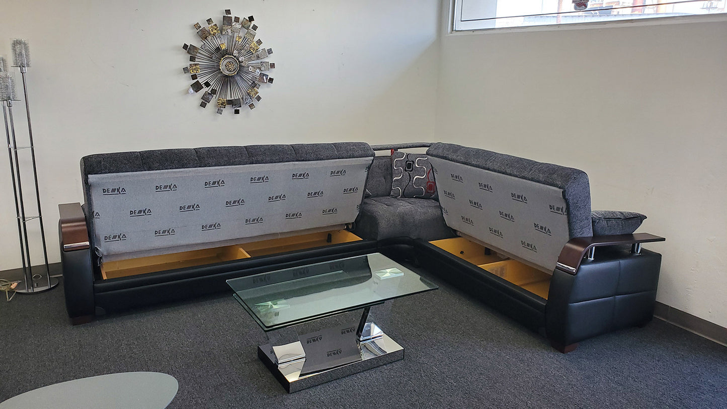 Dogal Convertible Sectional - Gray Fabric