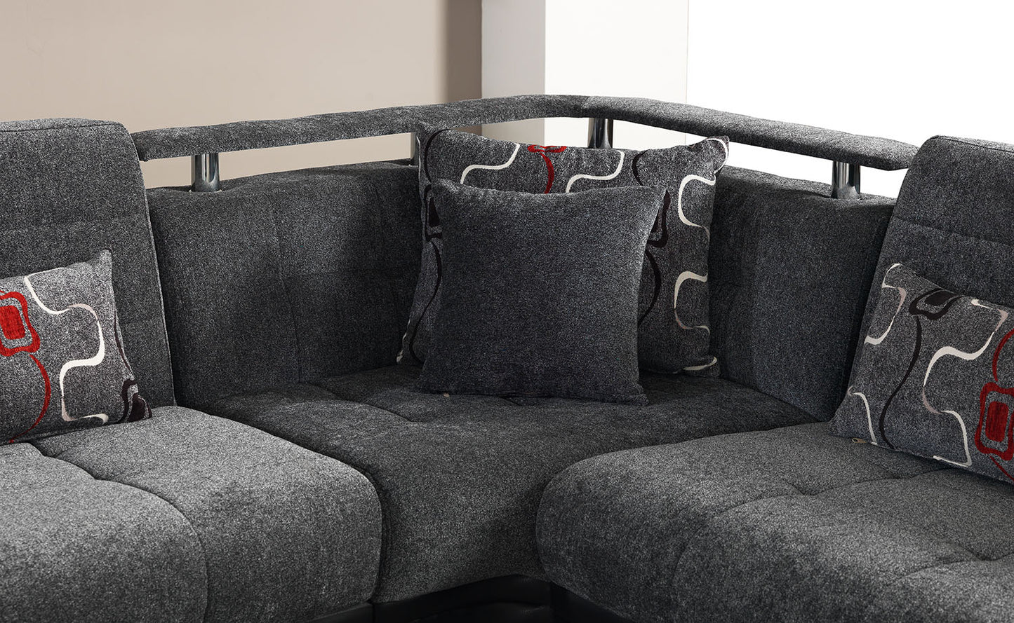 Dogal Convertible Sectional - Gray Fabric