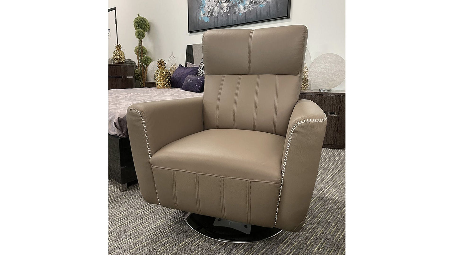 Dark Tan EK-CH538 Genuine Leather Cowhide Swivel Chair