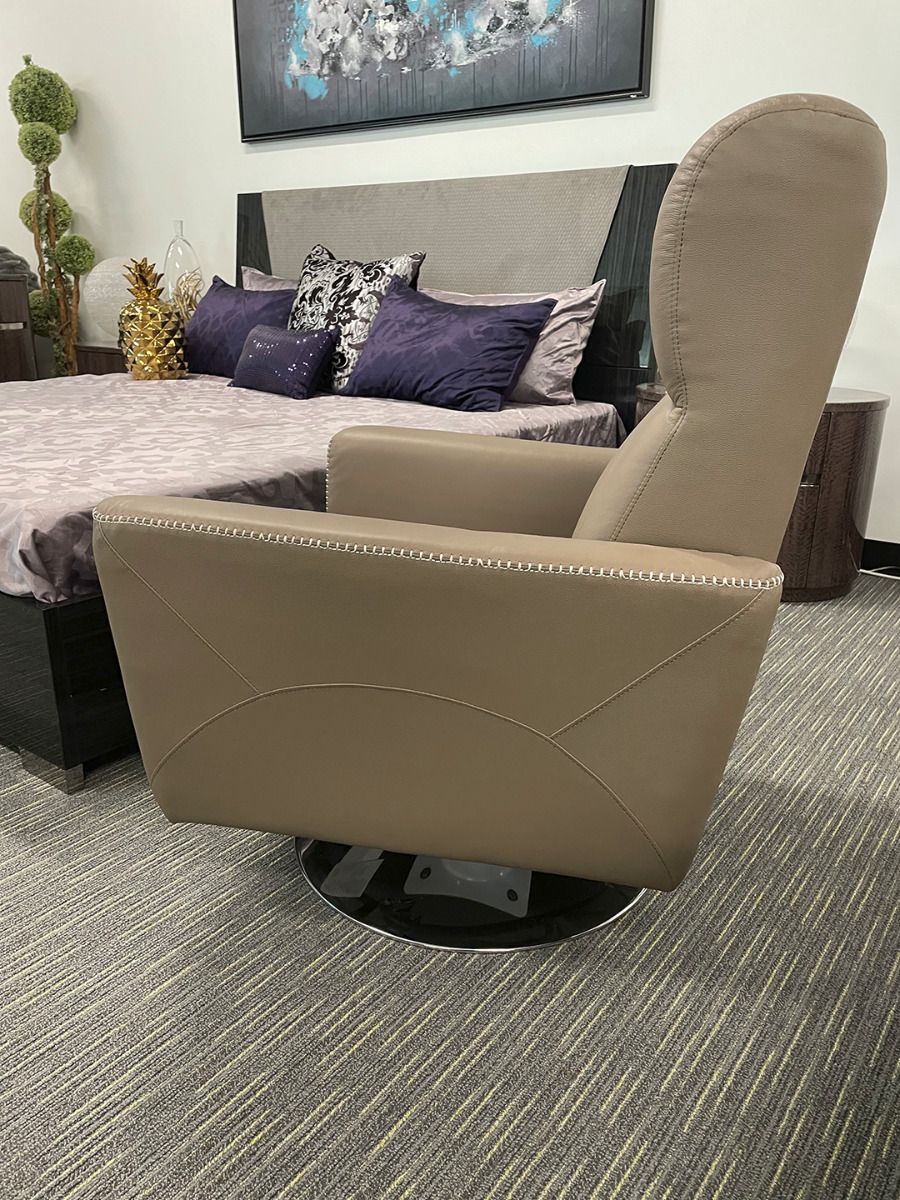 Dark Tan EK-CH538 Genuine Leather Cowhide Swivel Chair