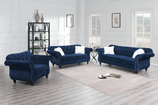 F6837 Rincon Sofa Collection - Black or Indigo Velvet