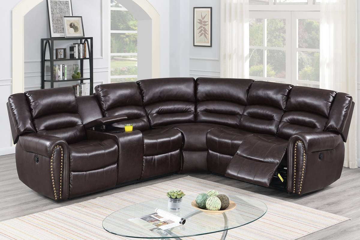 F86613 Amarillo Power Sectional by Poundex - Brown