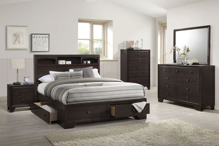 Juego de 4 piezas Lauren - Cama King con almacenamiento