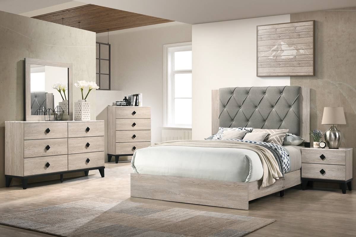 Georgia 4 Pc Bedroom Collection - Cream or Grey Finish