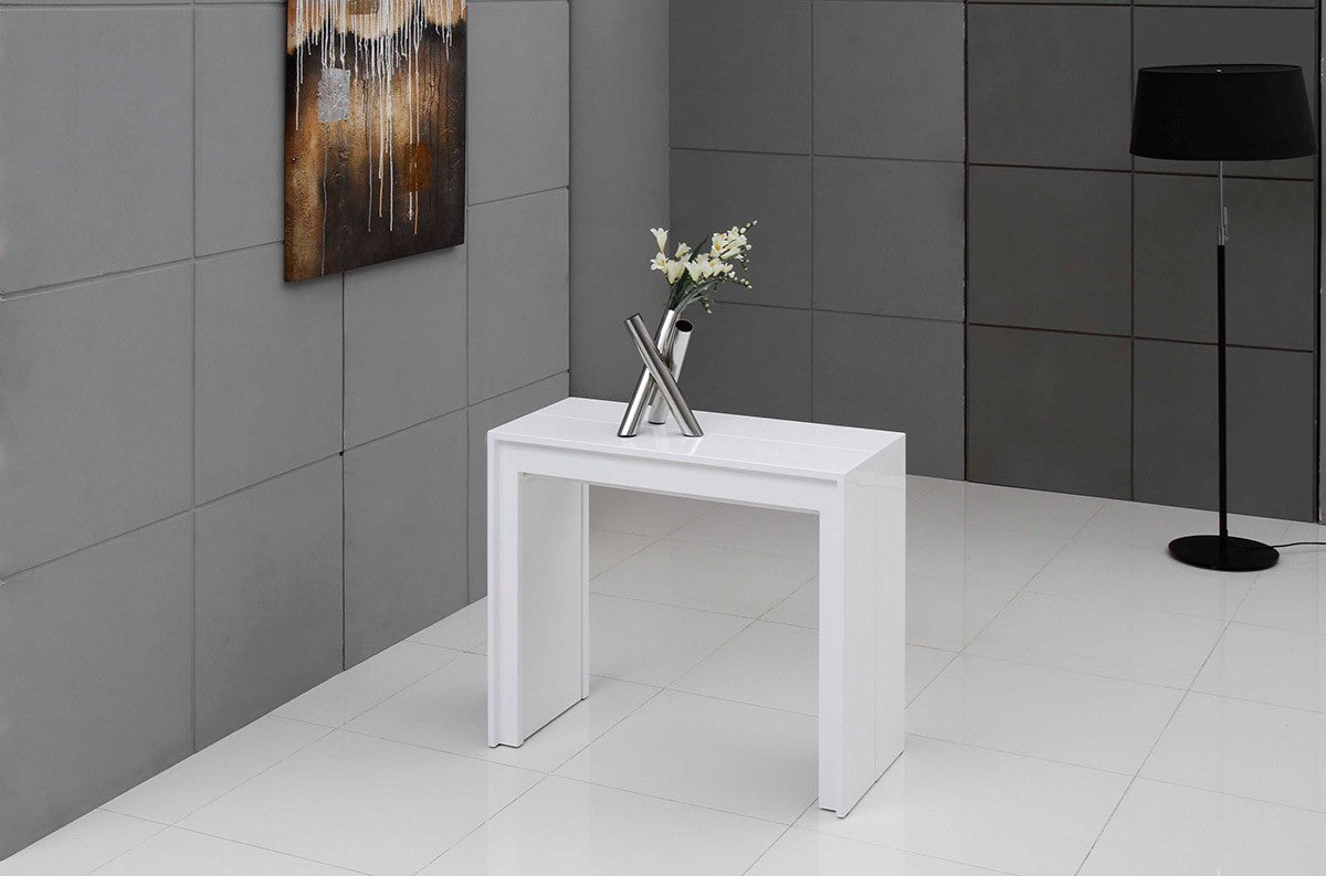 Mesa de comedor blanca extensible ultracompacta moderna Morph