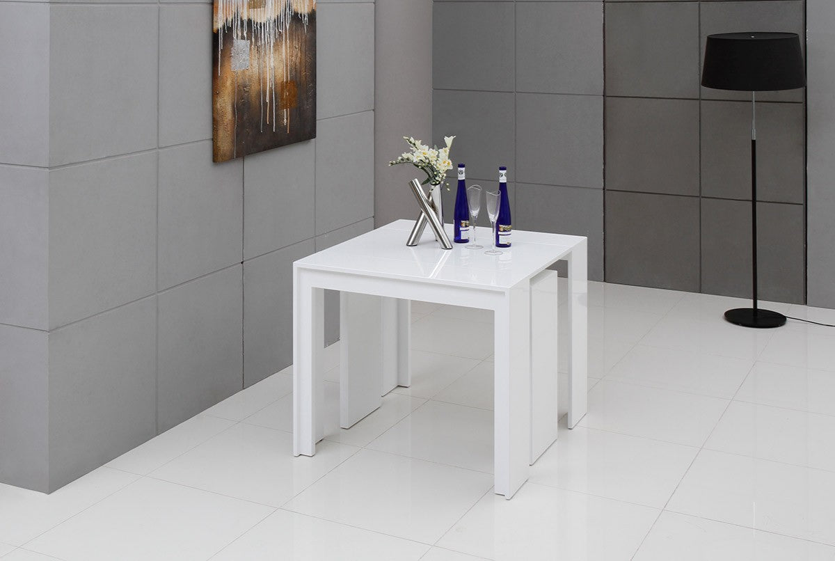 Mesa de comedor blanca extensible ultracompacta moderna Morph
