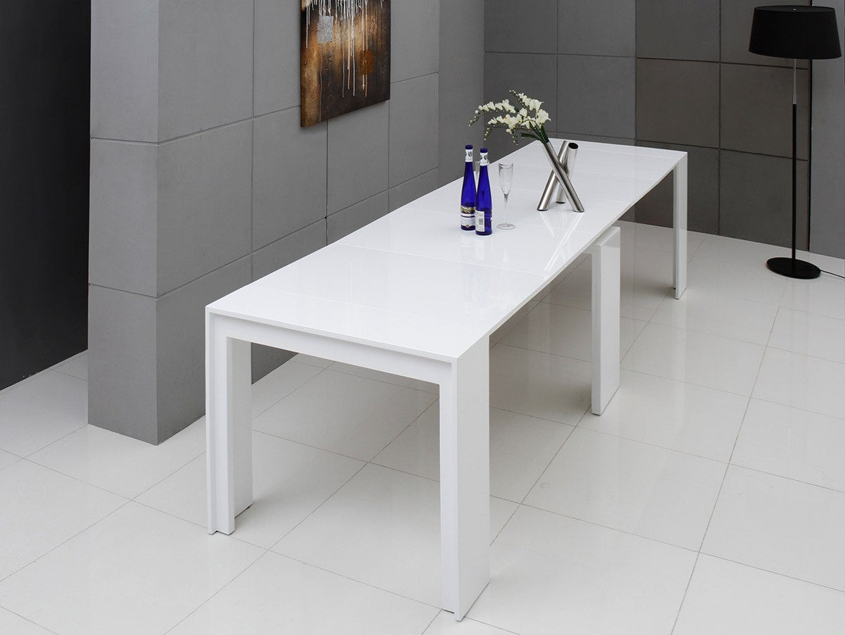 Mesa de comedor blanca extensible ultracompacta moderna Morph