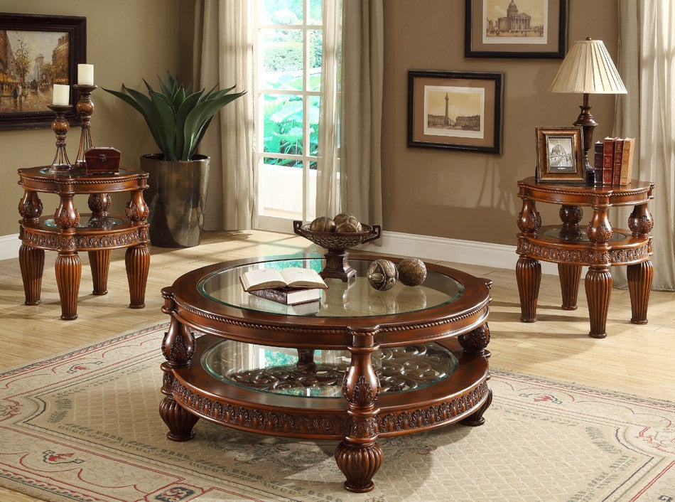 HD 1521 Dark Mahogany Occasional tables wood glass Homey
