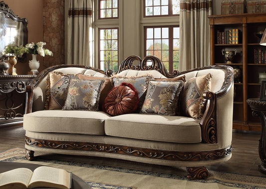 HD-1623 Homey Design Salerno Luxury Beige Chenille 2 Pc Sofa Set