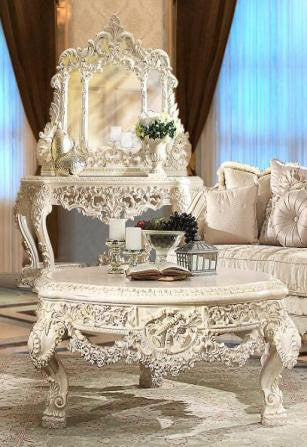 Homey Design HD-8030 Occasion Table Set - Cove White