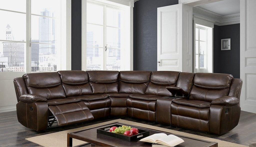 Gatria CM6982BR Brown Leatherette Sectional