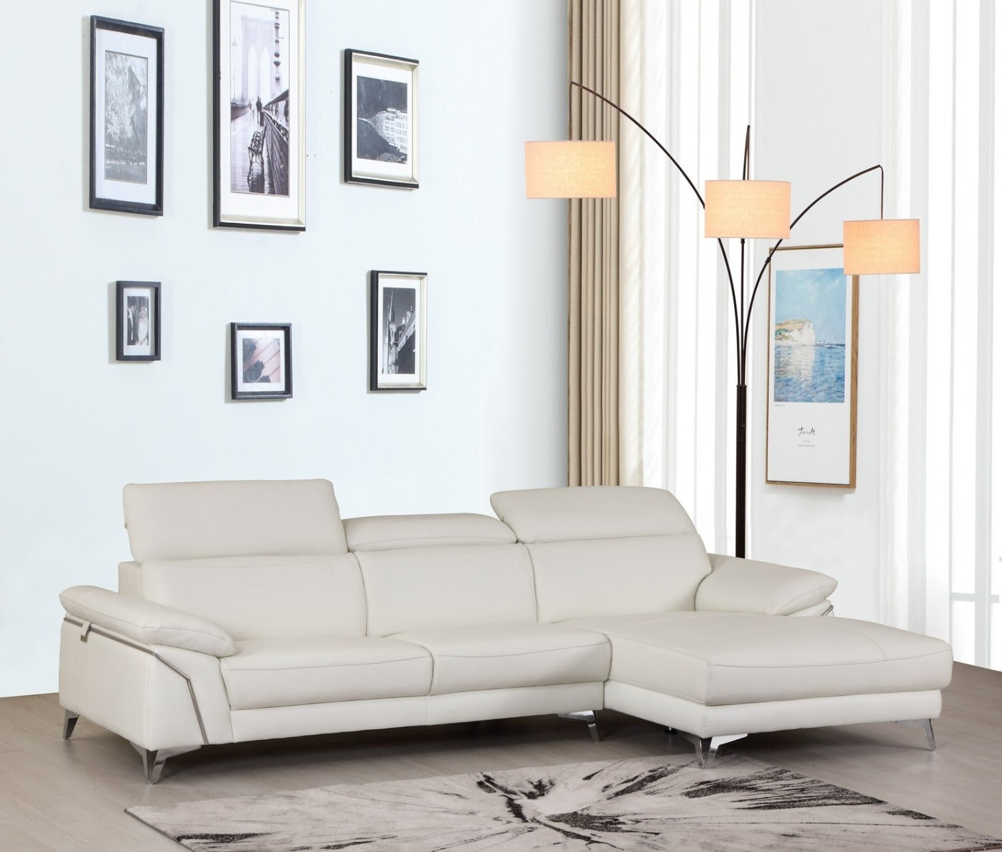 Global United 727 Ferrara Modern Sectional - Genuine Italian Leather