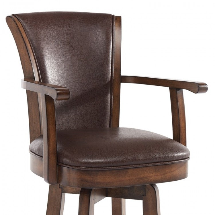 Taburete de bar giratorio Raleigh Arm de 26" de altura - Kahlua Chestnut