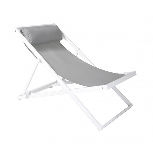 Wave Outdoor Patio Aluminum Deck Chair - White or Gray