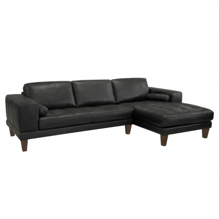 Armen Living Wynne 100% Genuine Leather Black Sectional