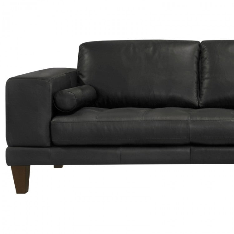 Armen Living Wynne 100% Genuine Leather Black Sectional