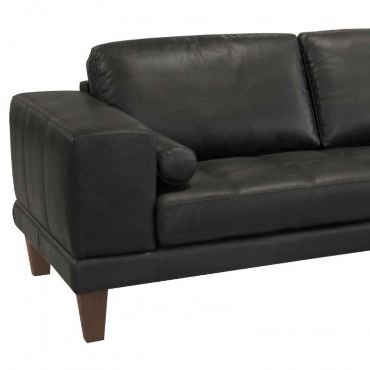 Armen Living Wynne 100% Genuine Leather Black Sectional