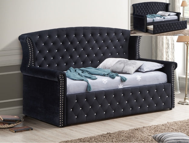 Crown Mark 5333 Lucinda Twin Black Velvet Daybed
